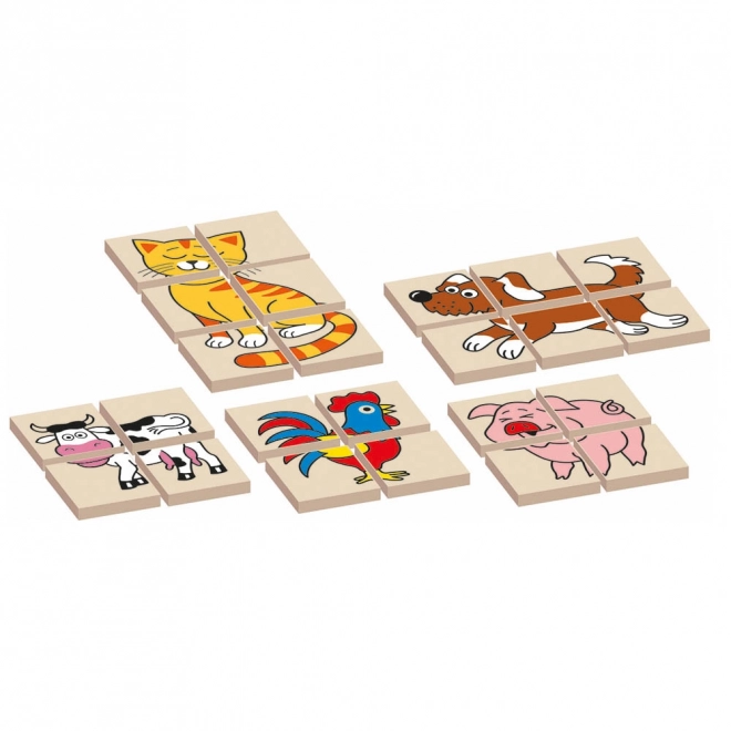 Dubbelzijdige mini puzzel met dieren - 12 stukjes