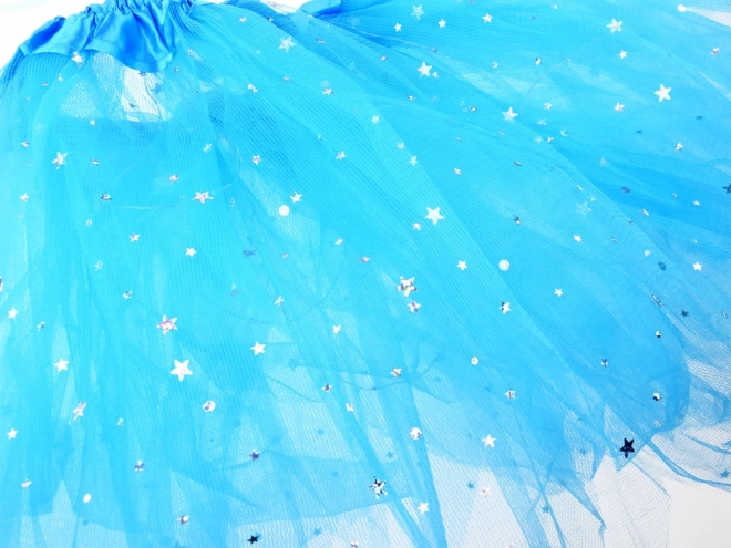 Lichtgevende blauwe kostuum voor een klein elfje met vlindervleugels
