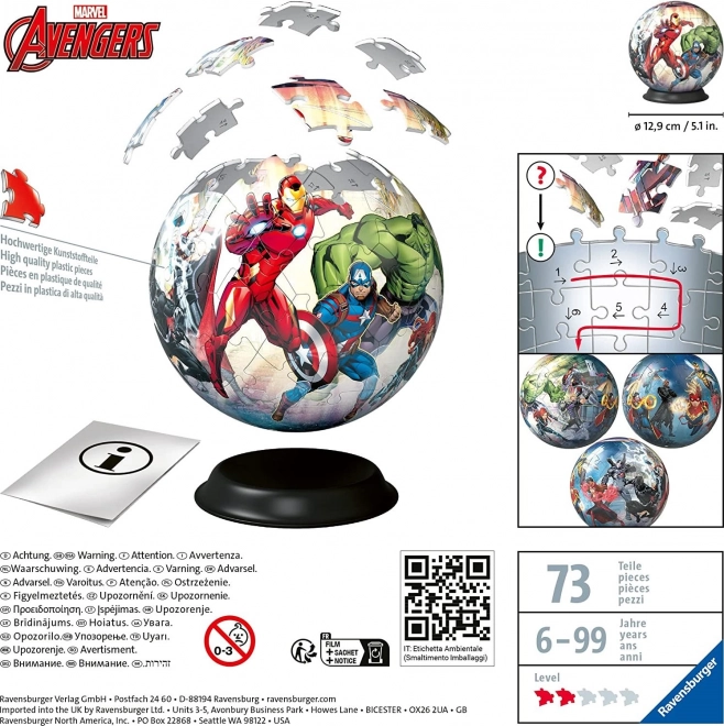 Puzzel-Bal Marvel: Avengers 72 stukjes