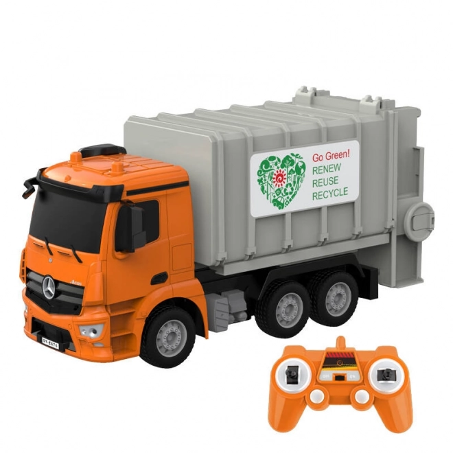 RC vuilniswagen op afstandsbediening 1:26 Double Eagle (oranje) Mercedes-Benz Antos E676-003