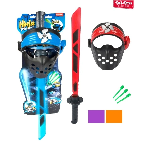Ninja set zwaard + masker + pijlen met geluid en licht