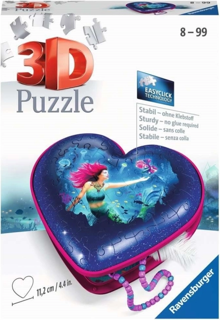 RAVENSBURGER 3D-puzzel hart zeemeermin – sieradendoos, 54 stukjes