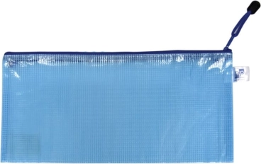 Blauwe gaasversterkte envelop met rits in DL-formaat