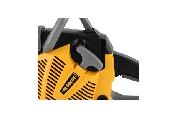 Motorzaag kettingzaag speelgoed plastic 42cm op batterijen met geluid met licht in doos 43x19x10cm
