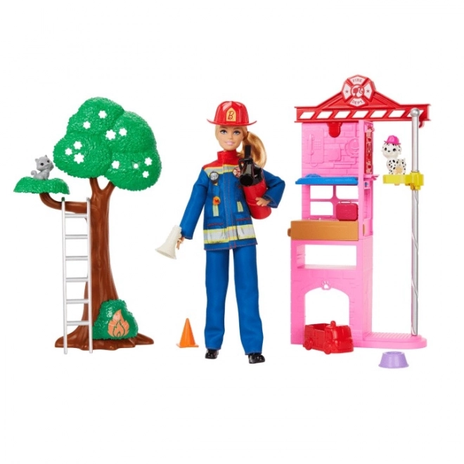 Barbie Brandweervrouw pop met accessoires