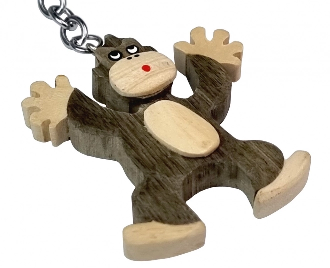 Grote Houten Sleutelhanger met Staande Aap
