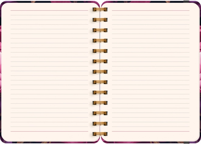 Spiraalvormige 18-maanden agenda Petito – Paarse bloemen 2024/2025, 13 × 18 cm