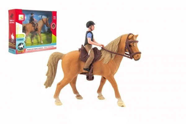 Paard + Jockey plastic 15cm in doos 20x16x5,5cm