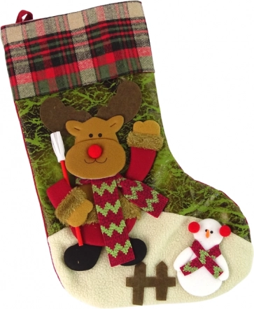 Kerstcadeausok met rendiermotief, 47 cm, textiel