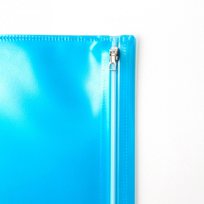 Blauwe plastic envelop met eurohanger en ritssluiting formaat A4