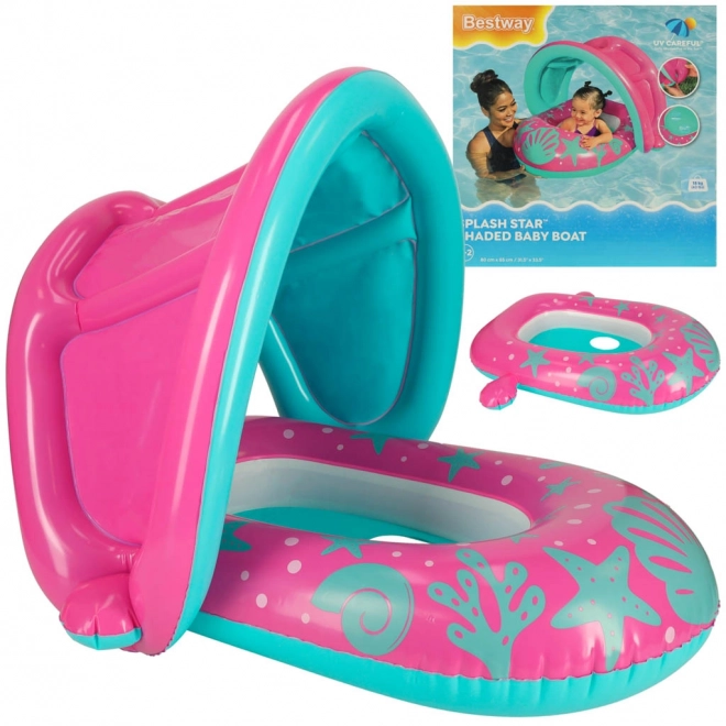 BESTWAY 34091 Kinder opblaasboot met zitting en zonnescherm roze 1-2 jaar 18 kg