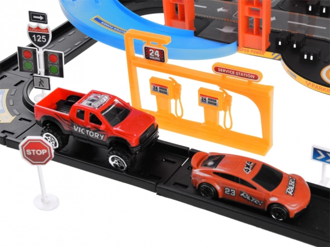 Meerverdiepingen parkeerplaats met lift en 4 voertuigen