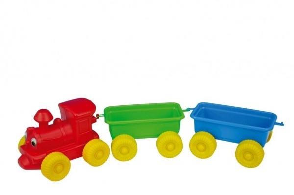 Trein + 2 wagons kunststof 60cm in net