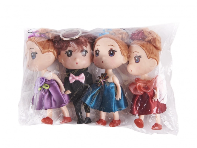 Set poppen - 3 meisjes en 1 jongen