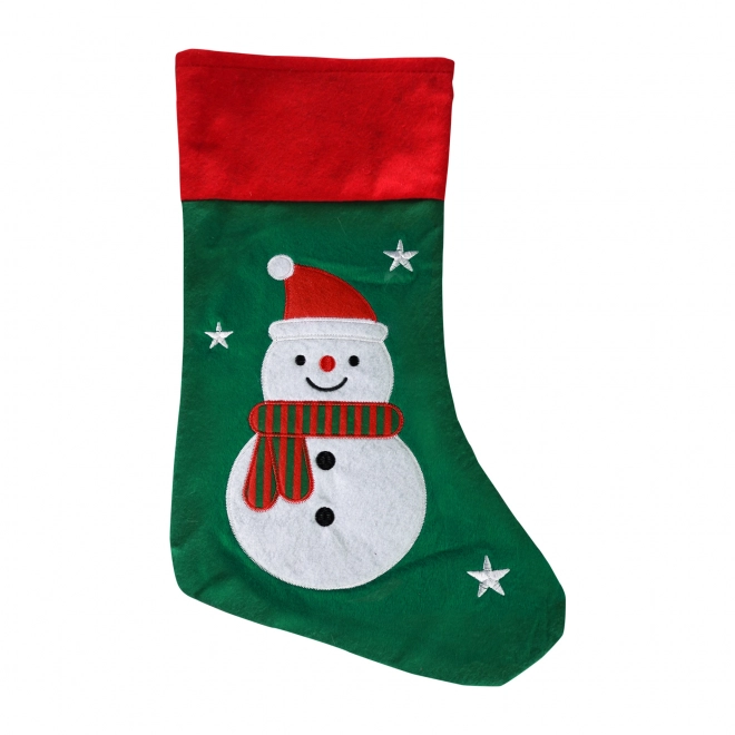 Kerstsok groen met sneeuwpop