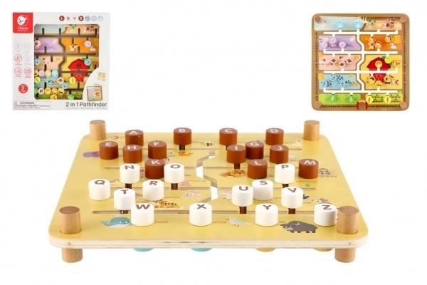 Houten educatief doolhof 2-in-1
