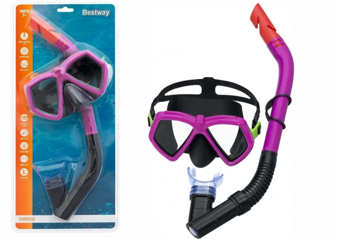 Roze duikset met masker en snorkel