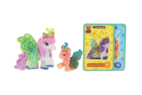 Filly Butterfly familie figuurtjes 2 stuks pluche met accessoires mix van soorten op kaart 17x16,5cm