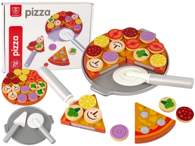 Houten pizza puzzel met accessoires