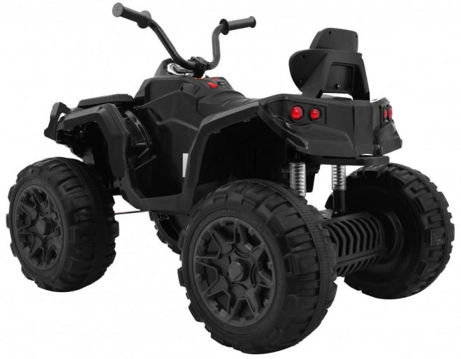 Kinder accu quad zwart + EVA wielen + MP3 radio + LED + langzame start