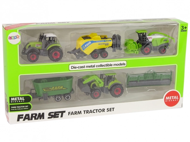 Set van 6 landbouwvoertuigen Tractor Combineer Metaaldelen