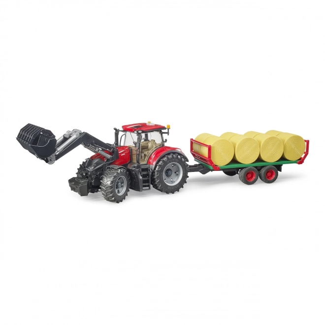Bruder Tractor Case IH Optum 300 CVX met frontlader en balenwagen
