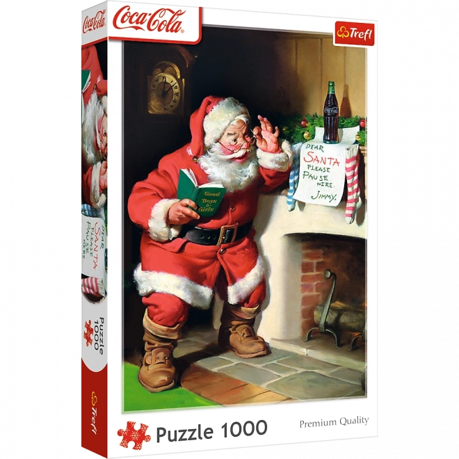 Puzzel 1000 stukjes Coca‑Cola kerst – Kerstman bij de haard