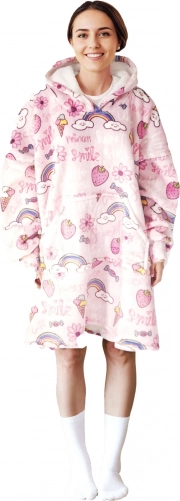 Warme hoodie-deken met capuchon COZY NOXXIEZ met snoeppatroon
