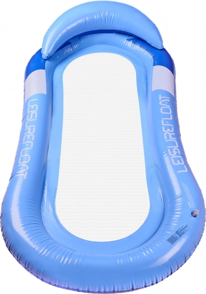 Opblaasbaar ligbed voor in het zwembad met hoofdkussen - blauw