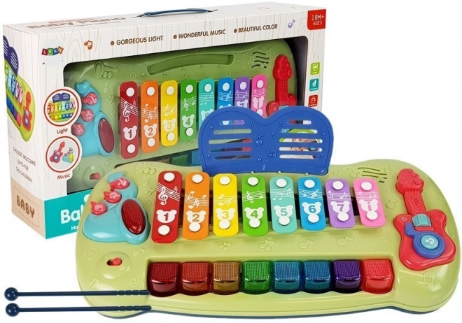 Muzikale kindertoetsen en xylofoon met verlichte toetsen