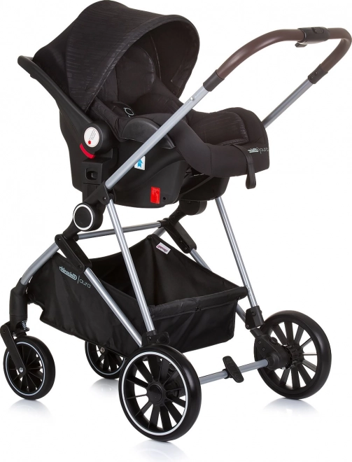 CHIPOLINO Kinderwagen gecombineerd Aura 2v1 Obsidian, Zilver