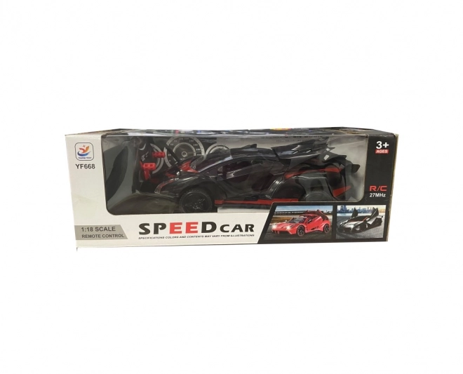 Sportieve RC auto rood-zwart op schaal 1:18