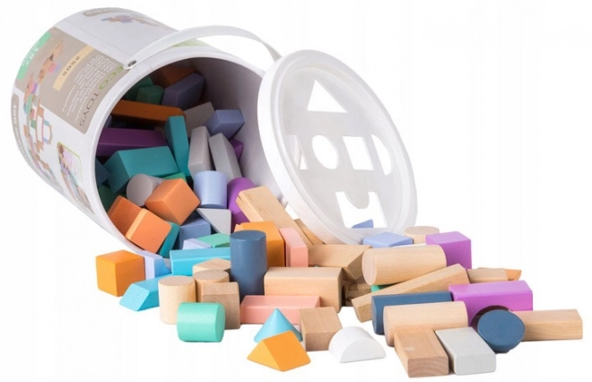 Houten blokken 100 st met emmer inclusief sorteerder Ecotoys