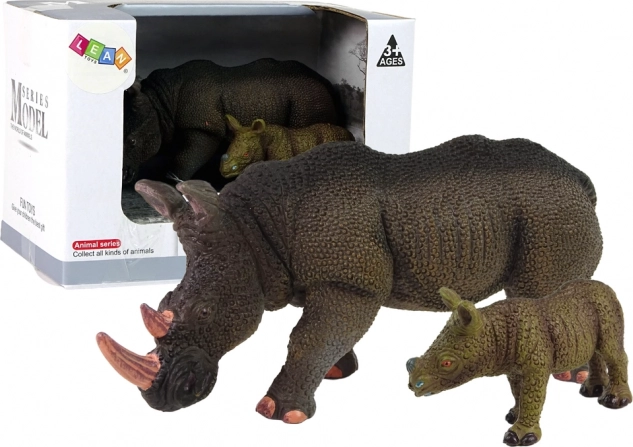 Set van 2 figuren neushoorn met jong – serie Dieren van de Wereld