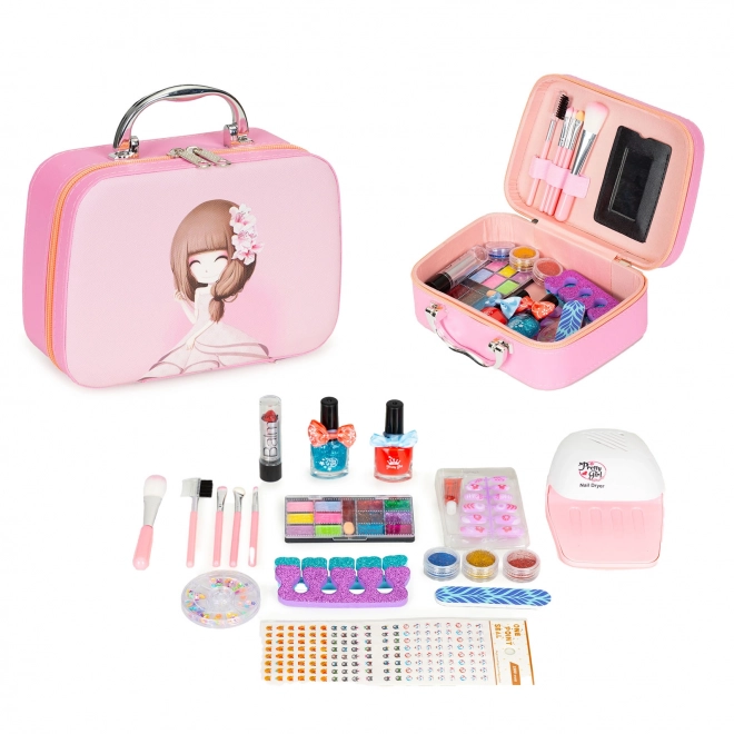 Set kindercosmetica, doos met spiegel en UV LED-lamp