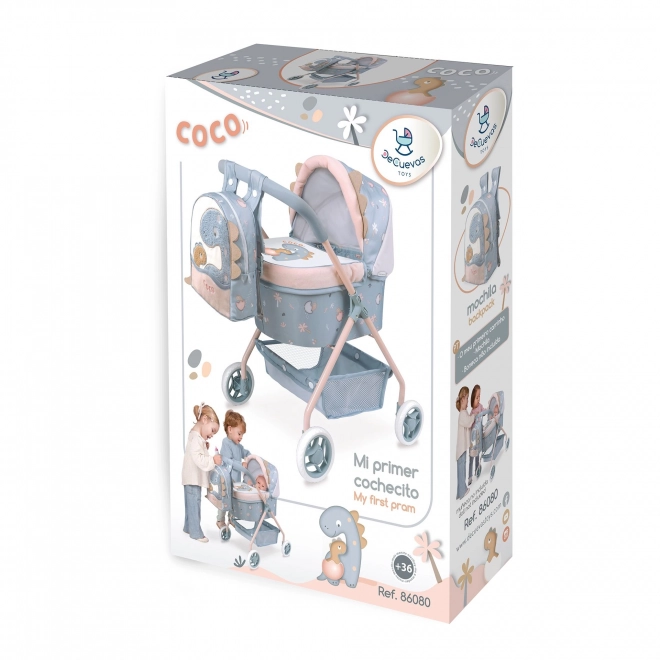 DeCuevas 86080 Mijn eerste poppenwagen met rugzak COCO 2024 - 56 cm