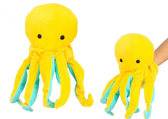 Pluchen Handpop Octopus Geel 25 cm