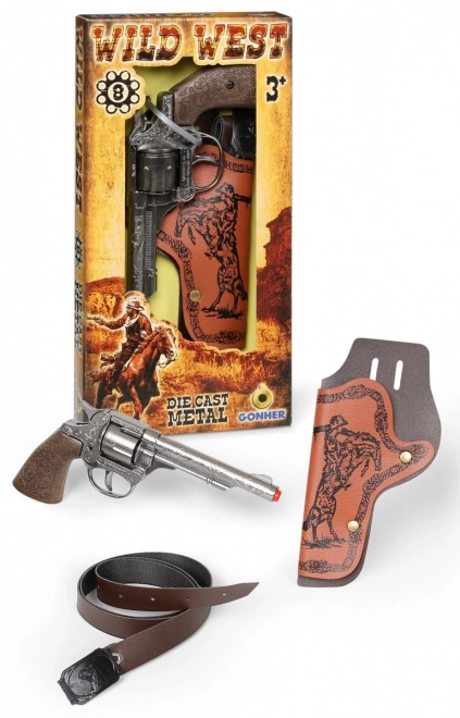 Metalen Cowboyrevolver met Holster 8 Patronen Gonher
