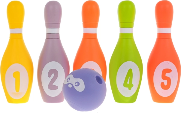 Foam kegeltjes met bal voor kinderen 6m+ (5 stuks) – pastelkleuren en piepertje