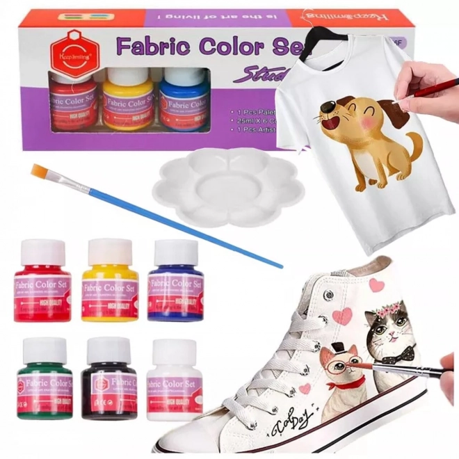 Set van 6 textielverven met accessoires