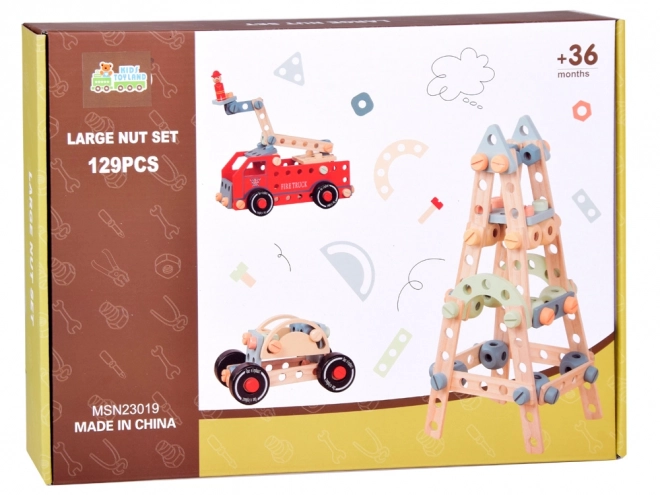 Houten bouwpakket Montessori auto toren