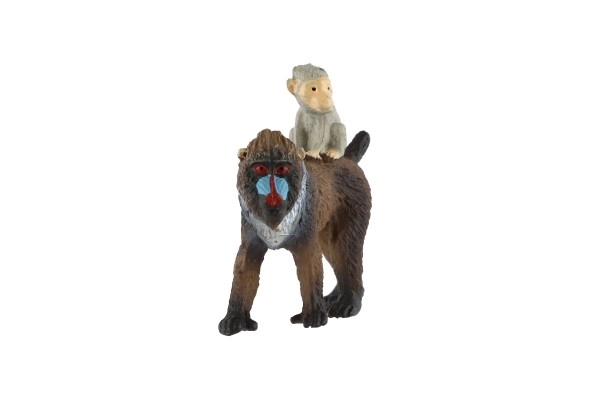 Mandrill vrouwtje en jong van zooted kunststof 6cm in zak