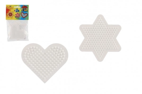 Strijkkralen Ondergrond Hama MIDI - ster, hartje van plastic 2 stuks in zakje 9x9cm