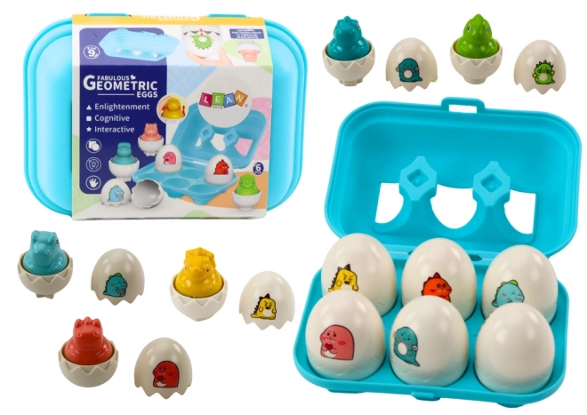 Set van zes kleurrijke geometrische dinosaurus-eieren