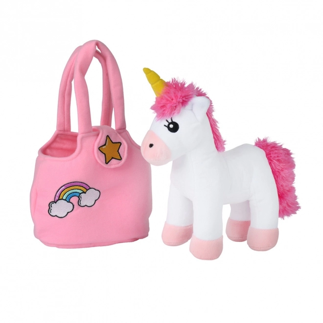 Pluchen eenhoorn in handtas voor kinderen