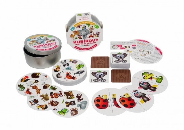 Kubíkovy Spelletjes met Dieren 3-in-1 in een Blikken Doosje