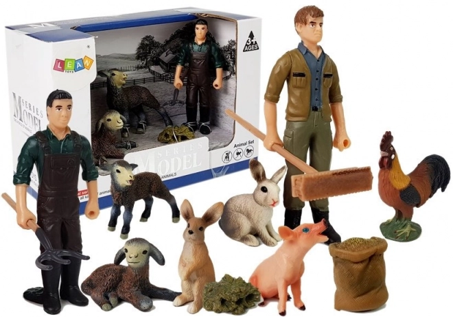 Set van boerderijfiguren: Huisdieren en boer