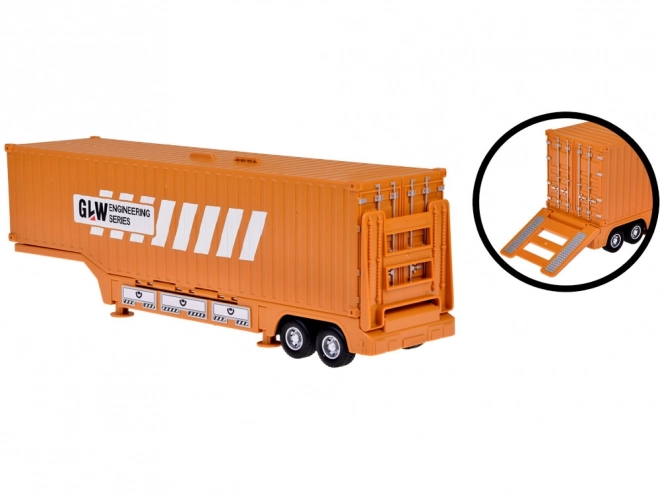 Interactieve set vrachtwagen met uitklapbare oplegger, kraan en heftruck