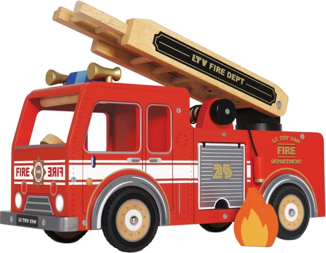 Houten brandweerauto LE TOY VAN met draaibare ladder