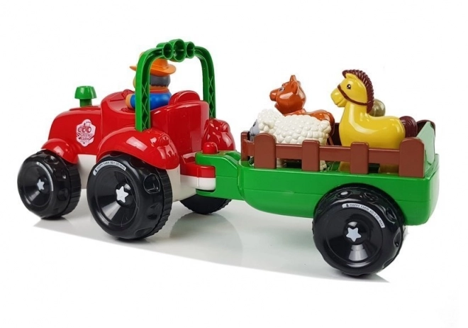 Tractor met trailer, dieren voor kinderen met licht en geluid op batterijen